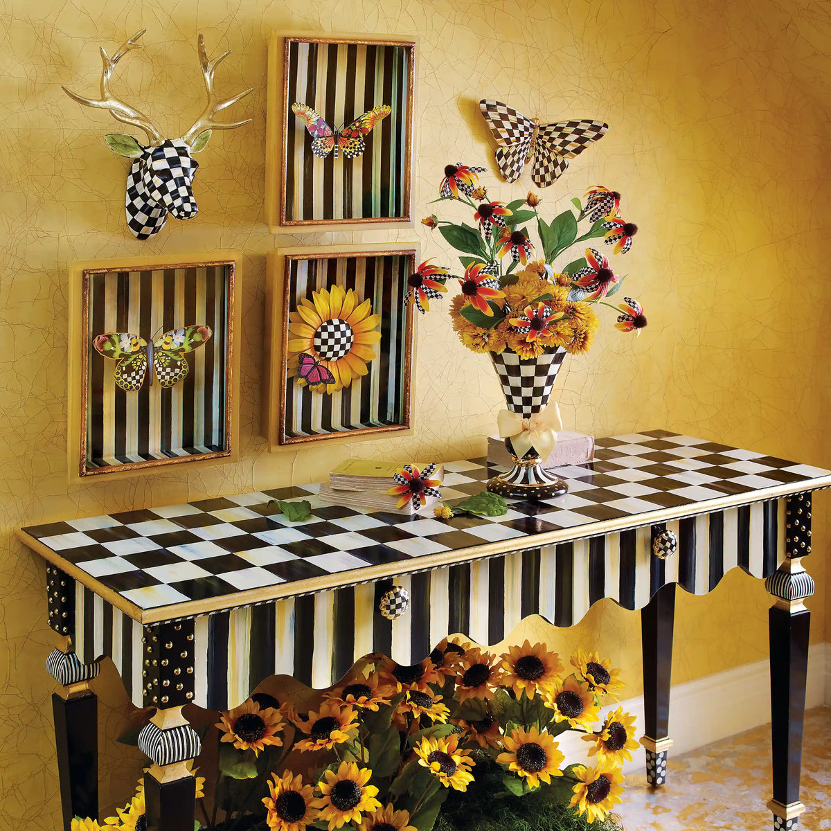 Rosy Check Wall Decor Butterfly Duo