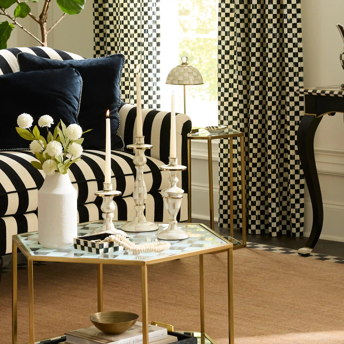 Violet Check Small Candlestick