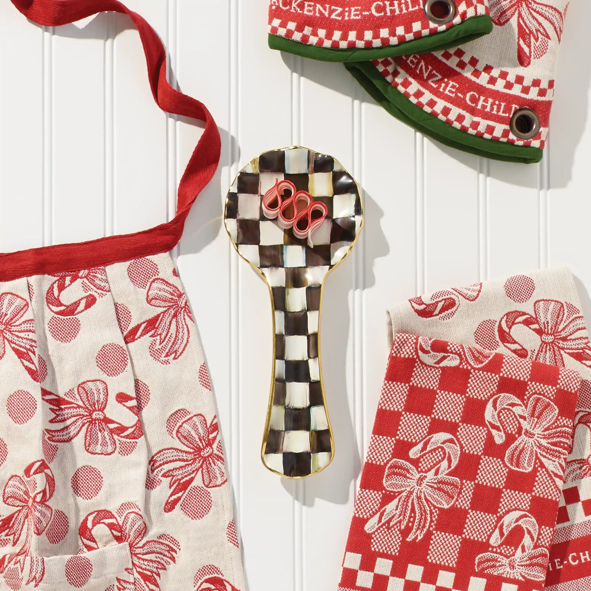 Sterling Check Ceramic Spoon Rest
