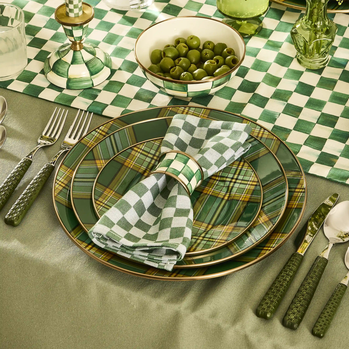 Courtly Check Napkin Rings, Set of 4
