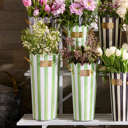 Violet Stripe Flower Buckets, Set of 3