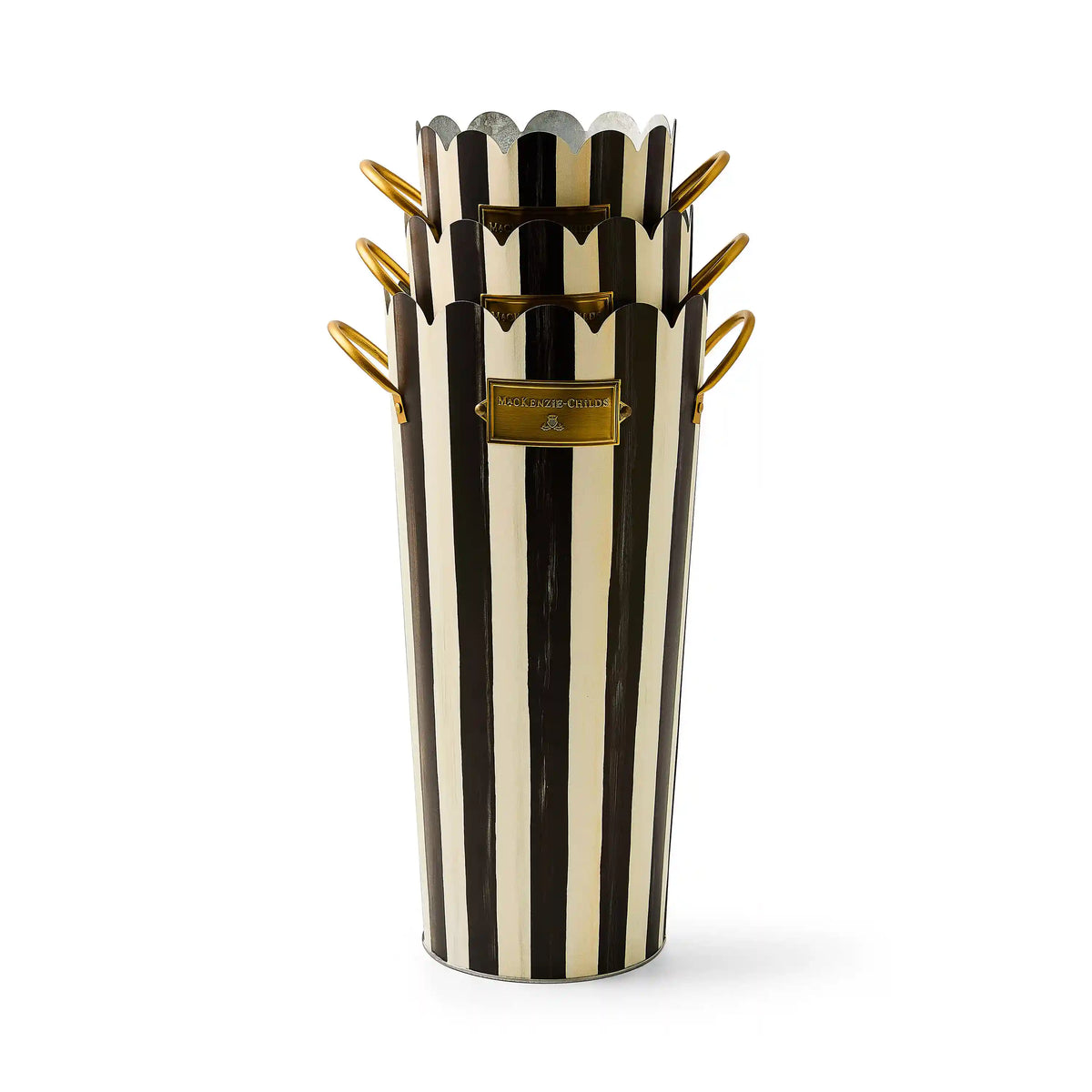 Rosy Stripe Flower Buckets, Set of 3