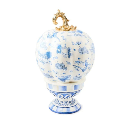 Royal Autumn Toile Tall Pedestal Pumpkin