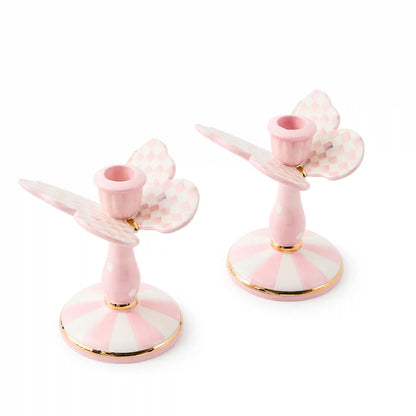 Rosy Check Butterfly Candle Holders, Set of 2