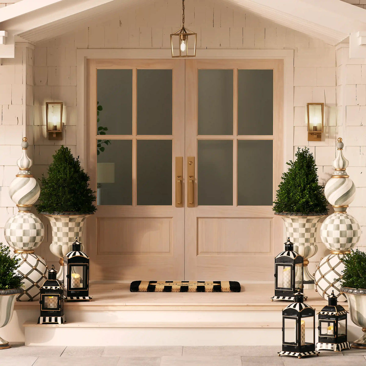 Sterling Check Pedestal Urn