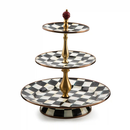 Mocha Check Three Tier Sweet Stand