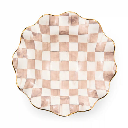 Violet Check Medium Ceramic Fluted Serving Bowl