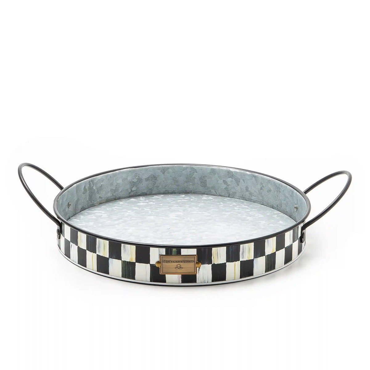 Grass Green Stripe Serving Trays, Set of 2