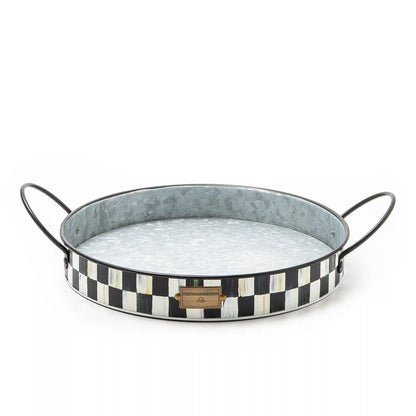 Grass Green Stripe Serving Trays, Set of 2