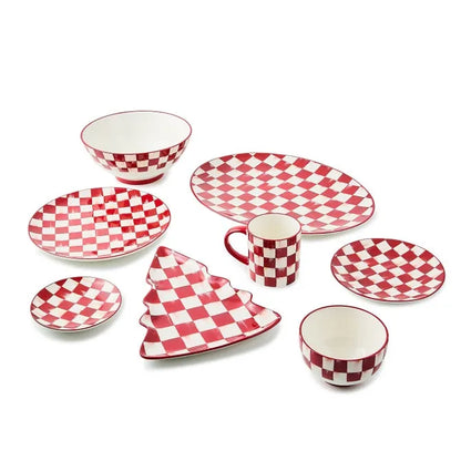 Cherry Check Dinner Plates, Set of 4