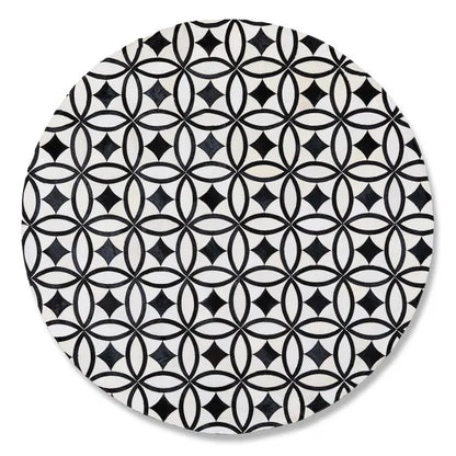 White Kyoto Hair on Hide 6' Round Rug