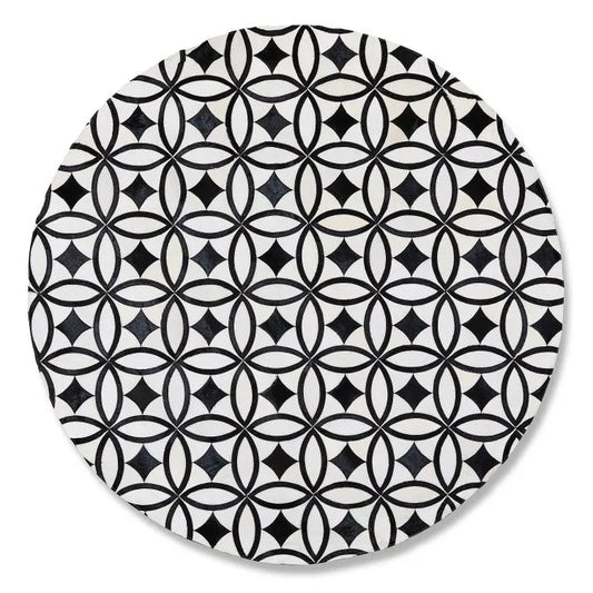 White Kyoto Hair on Hide 6' Round Rug