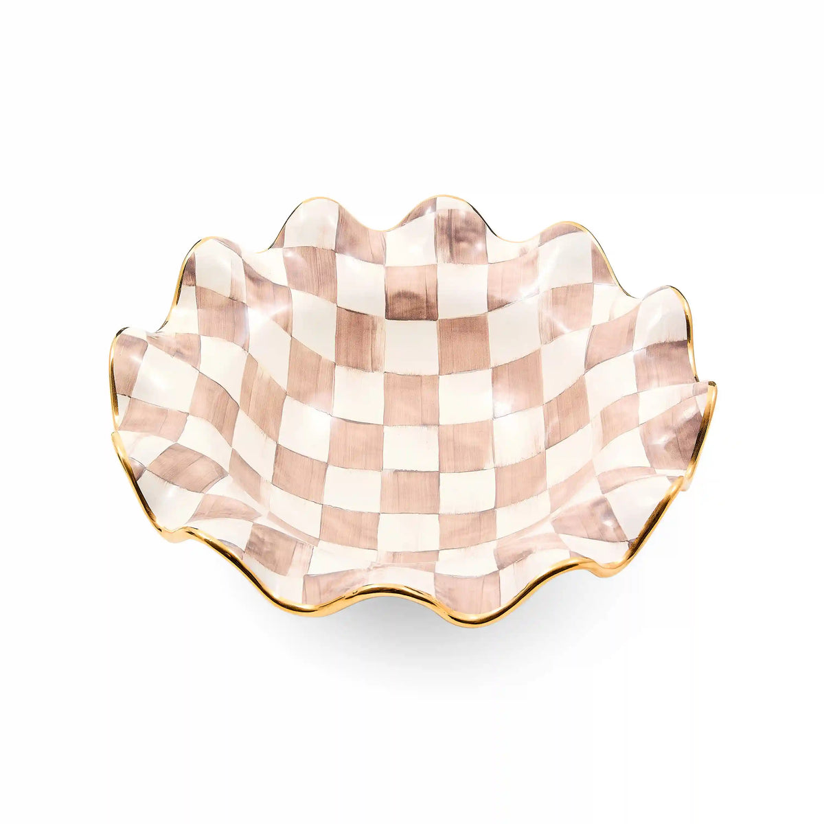Violet Check Medium Ceramic Fluted Serving Bowl