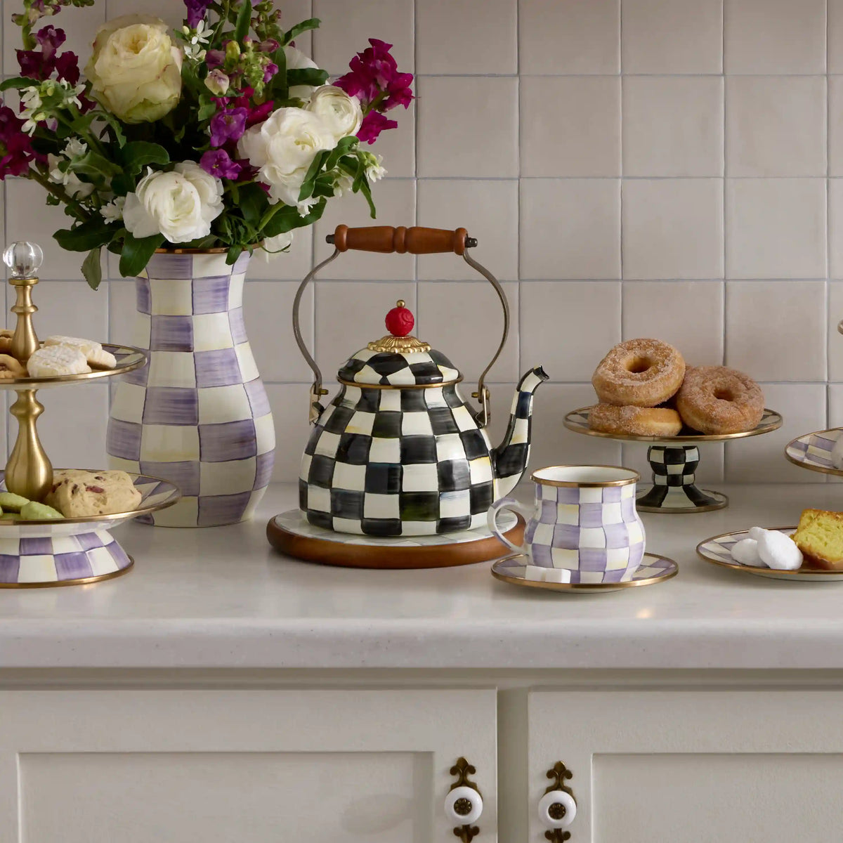 Emerald Check 3 Quart Tea Kettle