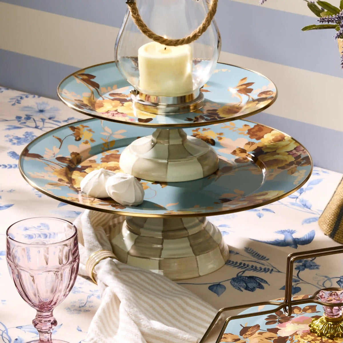 Wild Rose Slate Mini Pedestal Platter