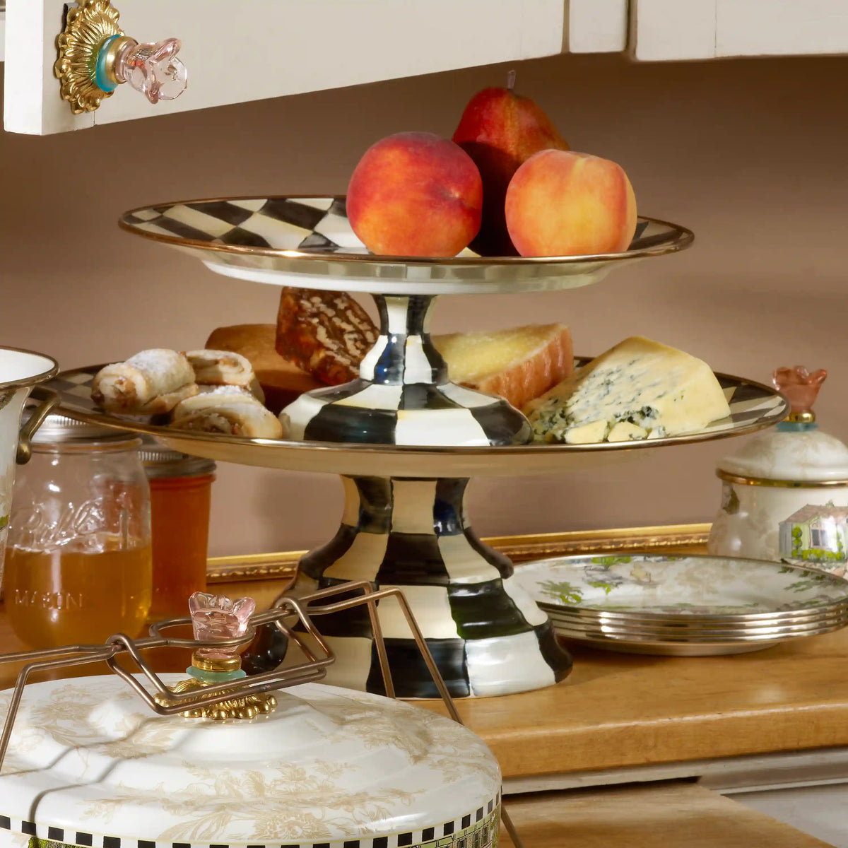 Rosy Check Mini Pedestal Platter
