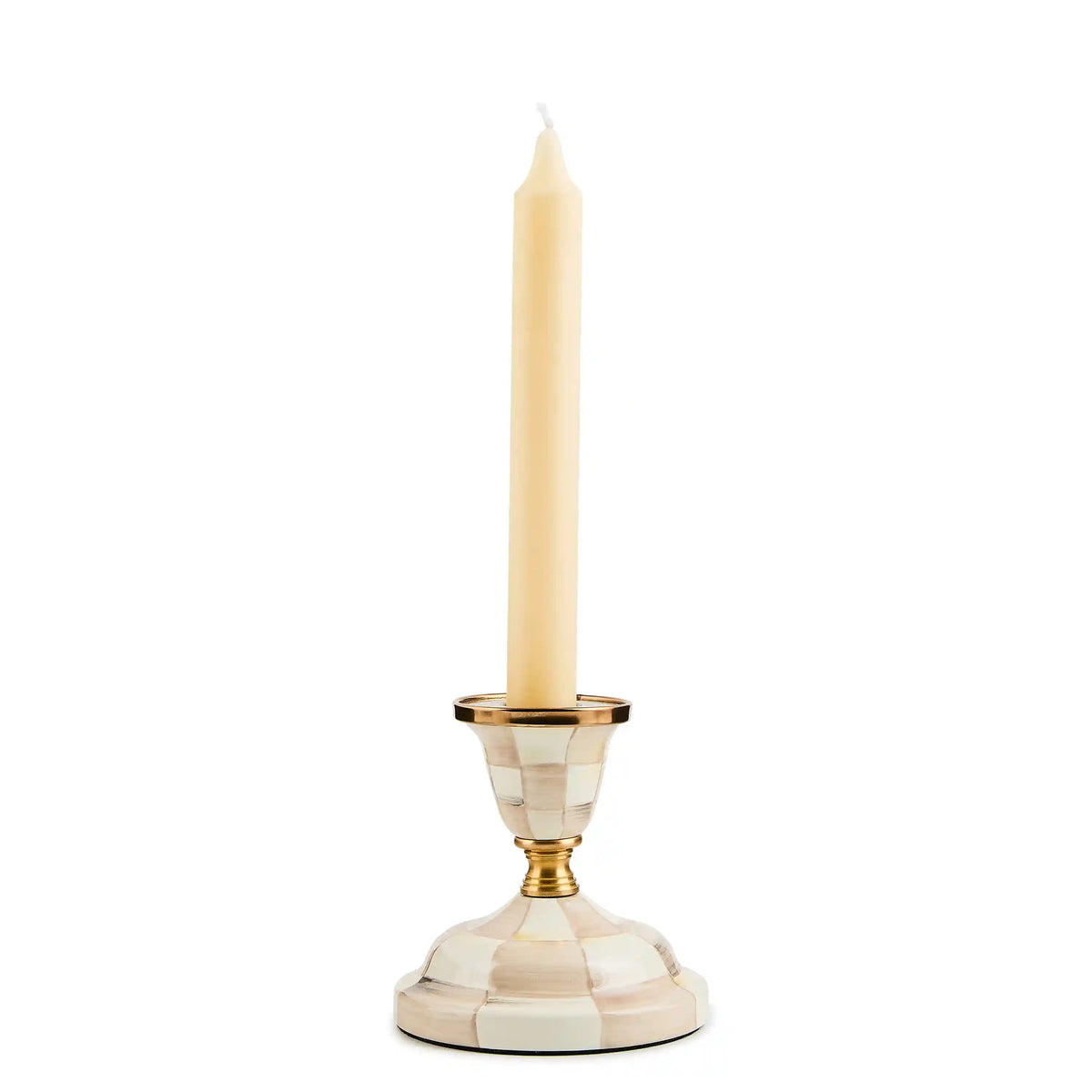Emerald Check Small Candlestick