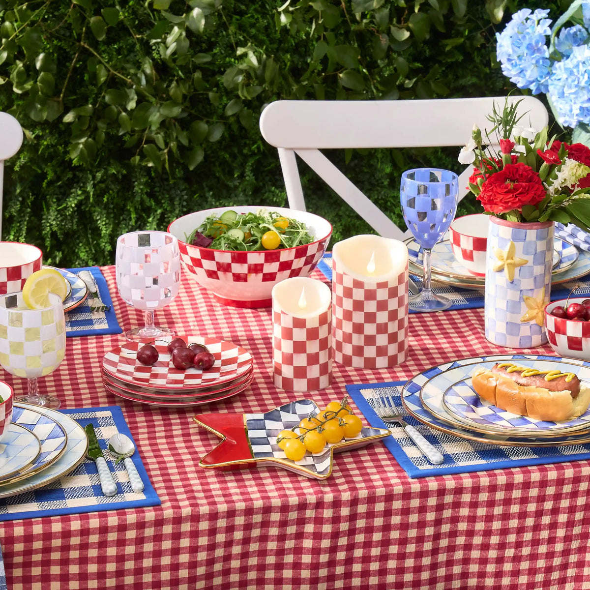Cherry Check Flameless 5" Pillar Candle