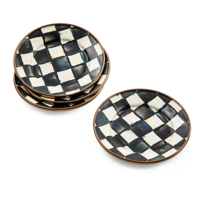 Sterling Check Appetizer Plates, Set of 4