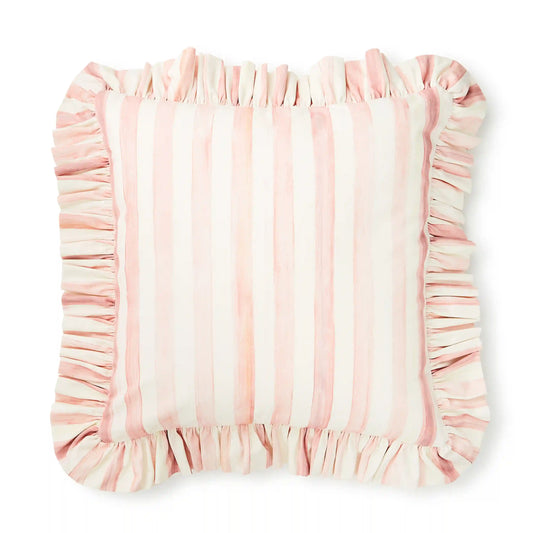 Rosy Check Ruffle Throw Pillow