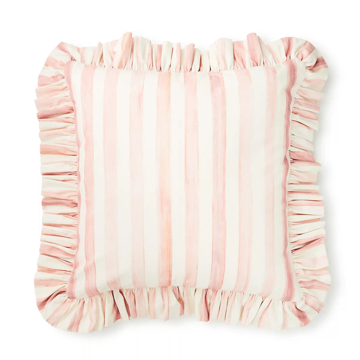 Mocha Stripe Throw Pillow with Ruffle