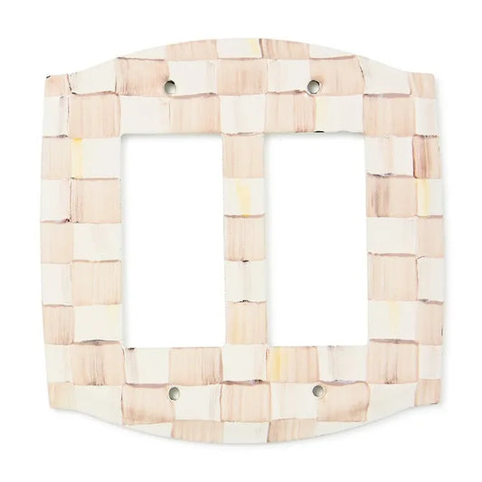Mocha Check Double Rocker Switch Plate
