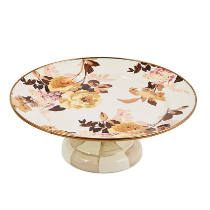 Wild Rose Brown Large Pedestal Platter