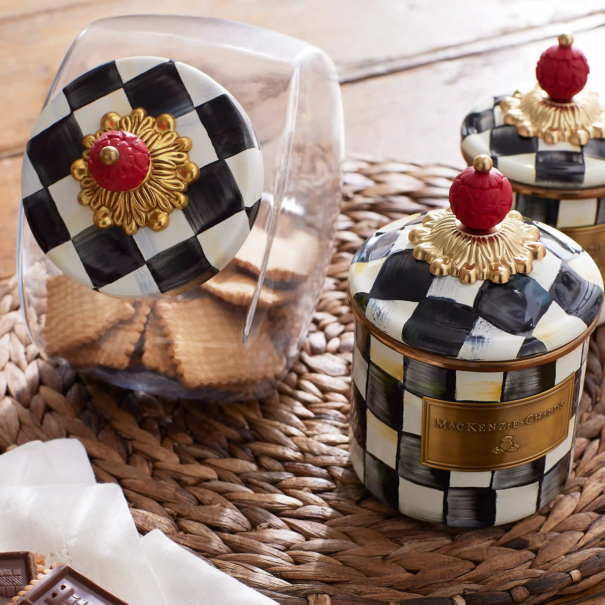 Sweets Jar with Violet Check Lid