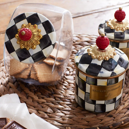 Sweets Jar with Violet Check Lid