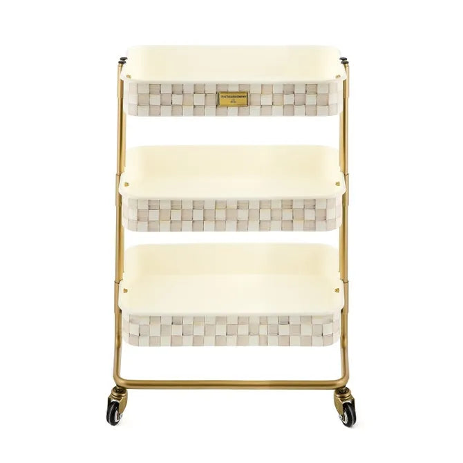 Mocha Check 3-Tier Kitchen Cart