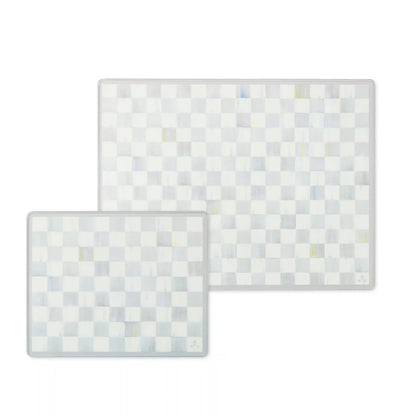 Violet Check Glass Cutting Boards, Set of 2