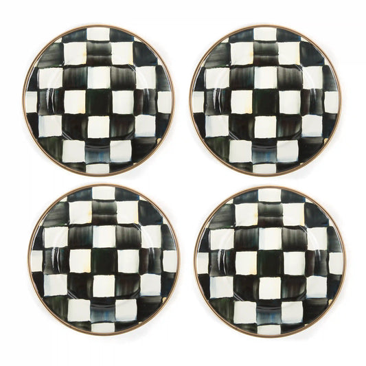 Emerald Check Appetizer Plates, Set of 4