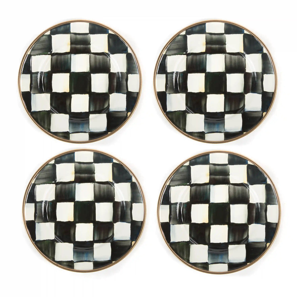 Sterling Check Appetizer Plates, Set of 4