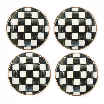 Mocha Check Appetizer Plates, Set of 4