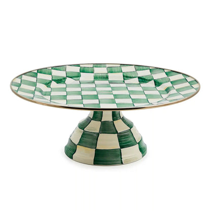 Violet Check Large Pedestal Platter