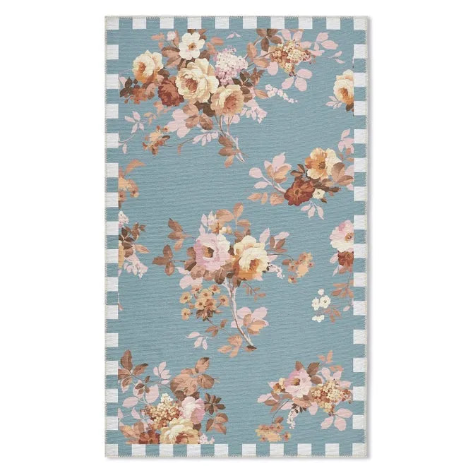 Slate Wild Rose 3' x 5' Washable Rug