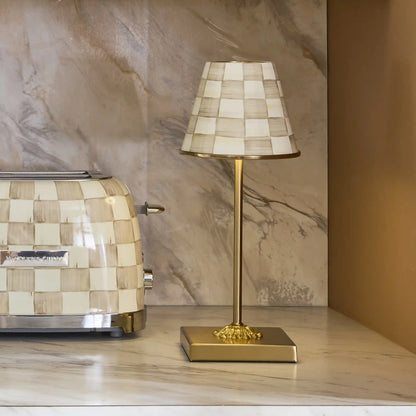 Emerald Check LED Rechargeable Cafe Table Lamp
