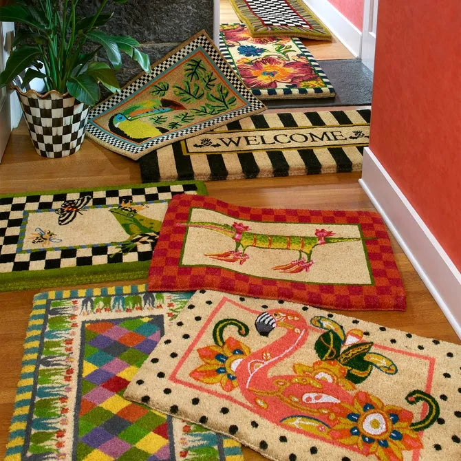 Welcome Awning Stripe Double Door Entrance Mat