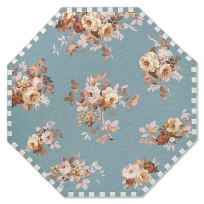 Slate Wild Rose 6' Octagon Washable Rug
