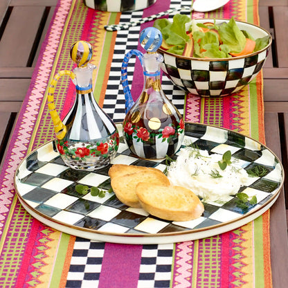 Sterling Check Round Tray