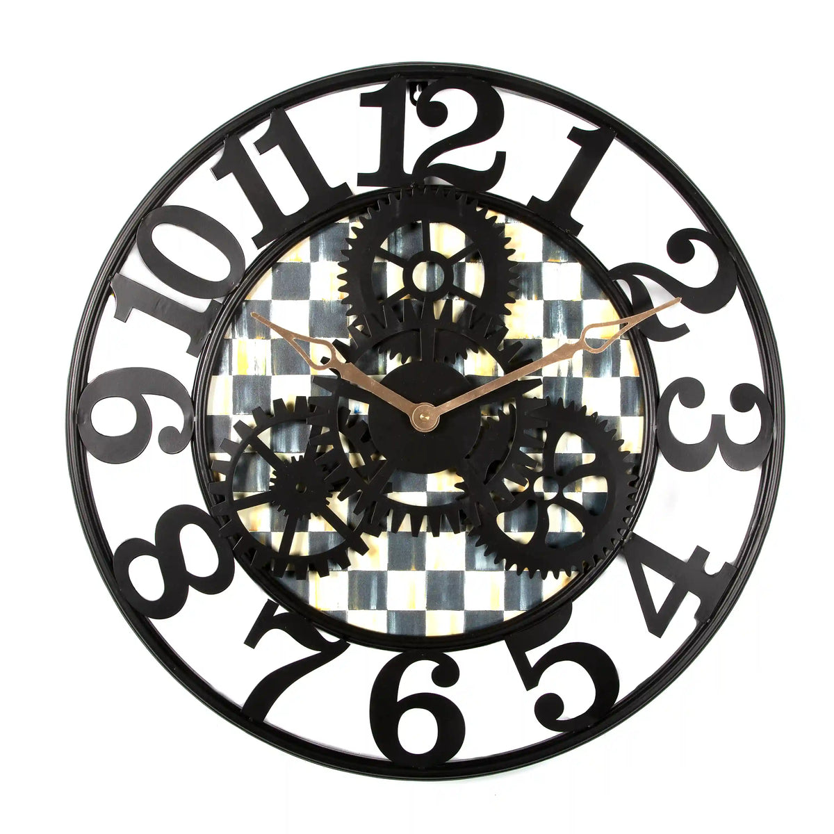 Mocha Check Small Farmhouse Wall Clock