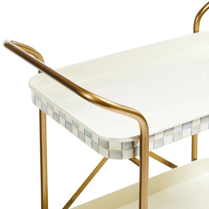 Mocha Check 2-Tier Kitchen Cart