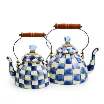 Mocha Check 3 Quart Tea Kettle