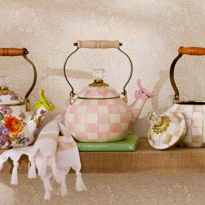 White Flower Market Whistling Tea Kettle