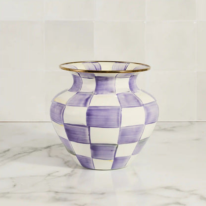 Sterling Check Enamel Large Vase