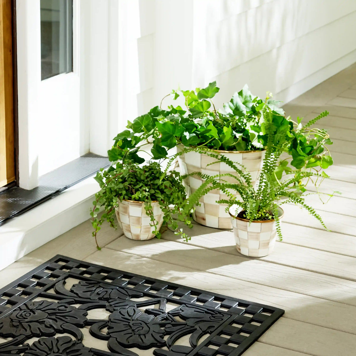 Emerald Check Large Flower Pot