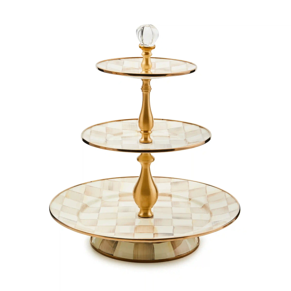 Mocha Check Three Tier Sweet Stand