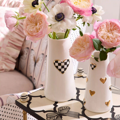 Rosy Check Heart Bud Vase