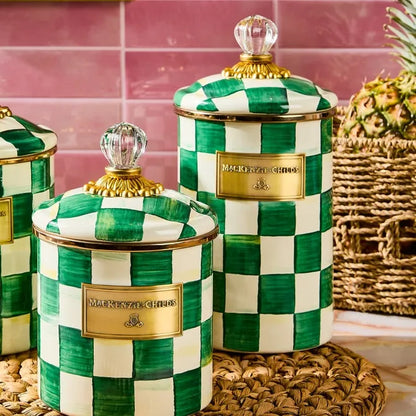 Emerald Check Large Canister