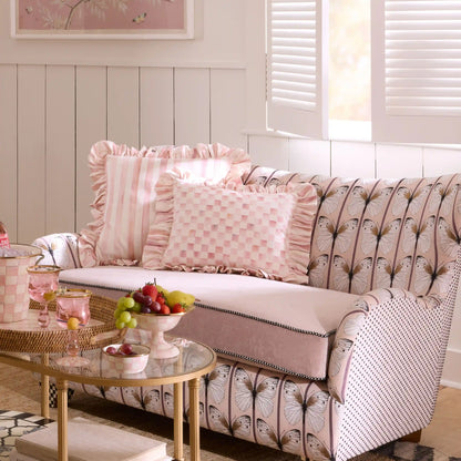 Rosy Stripe Ruffle Throw Pillow